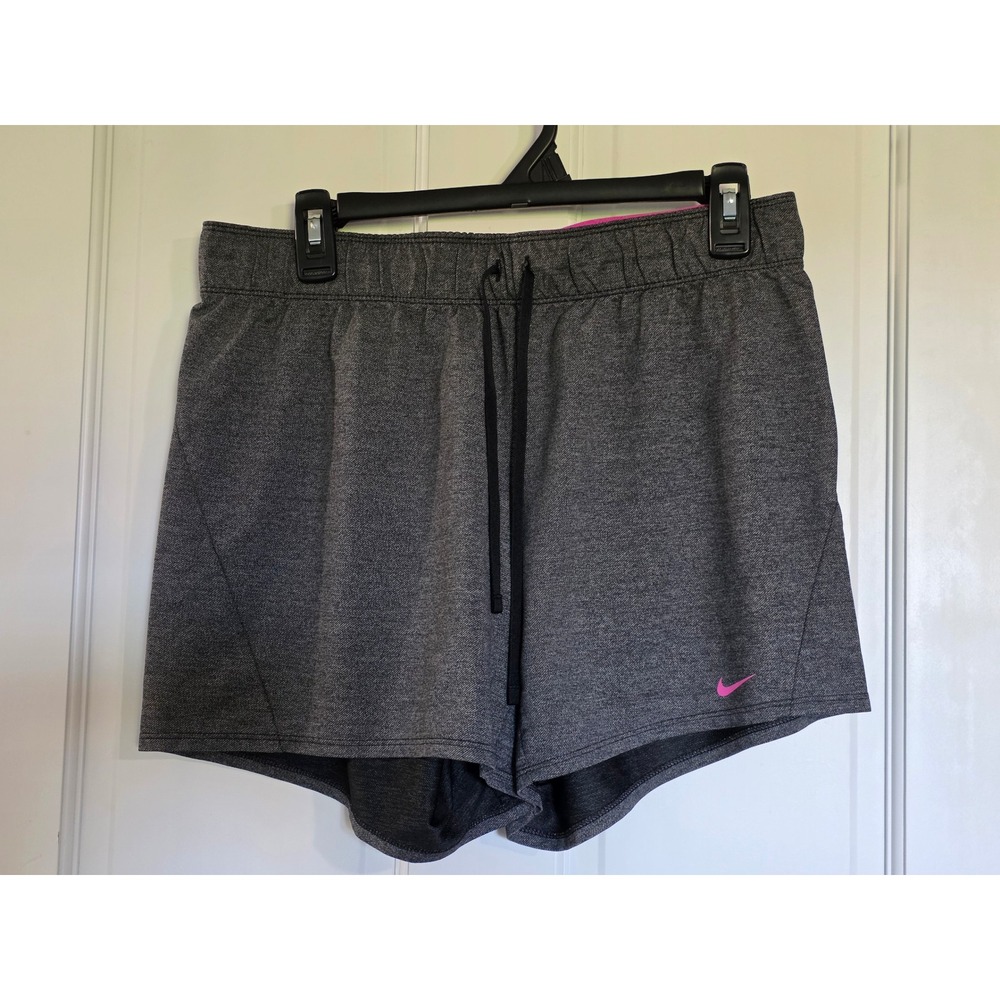 Nike Dri-FIT Womens Training Athletic Shorts Gray Pink CJ2299-011 Size Medium